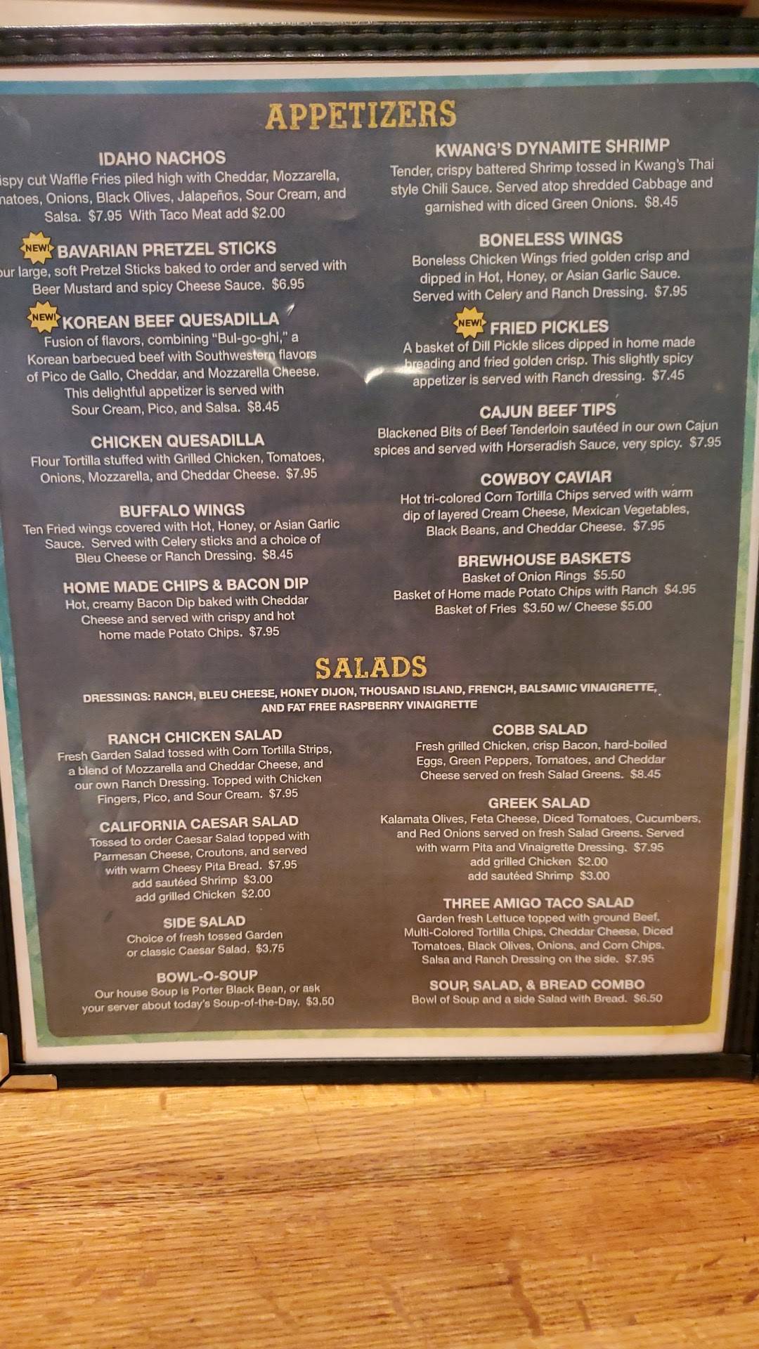 Menu at Oaken Barrel Brewing Company, Greenwood