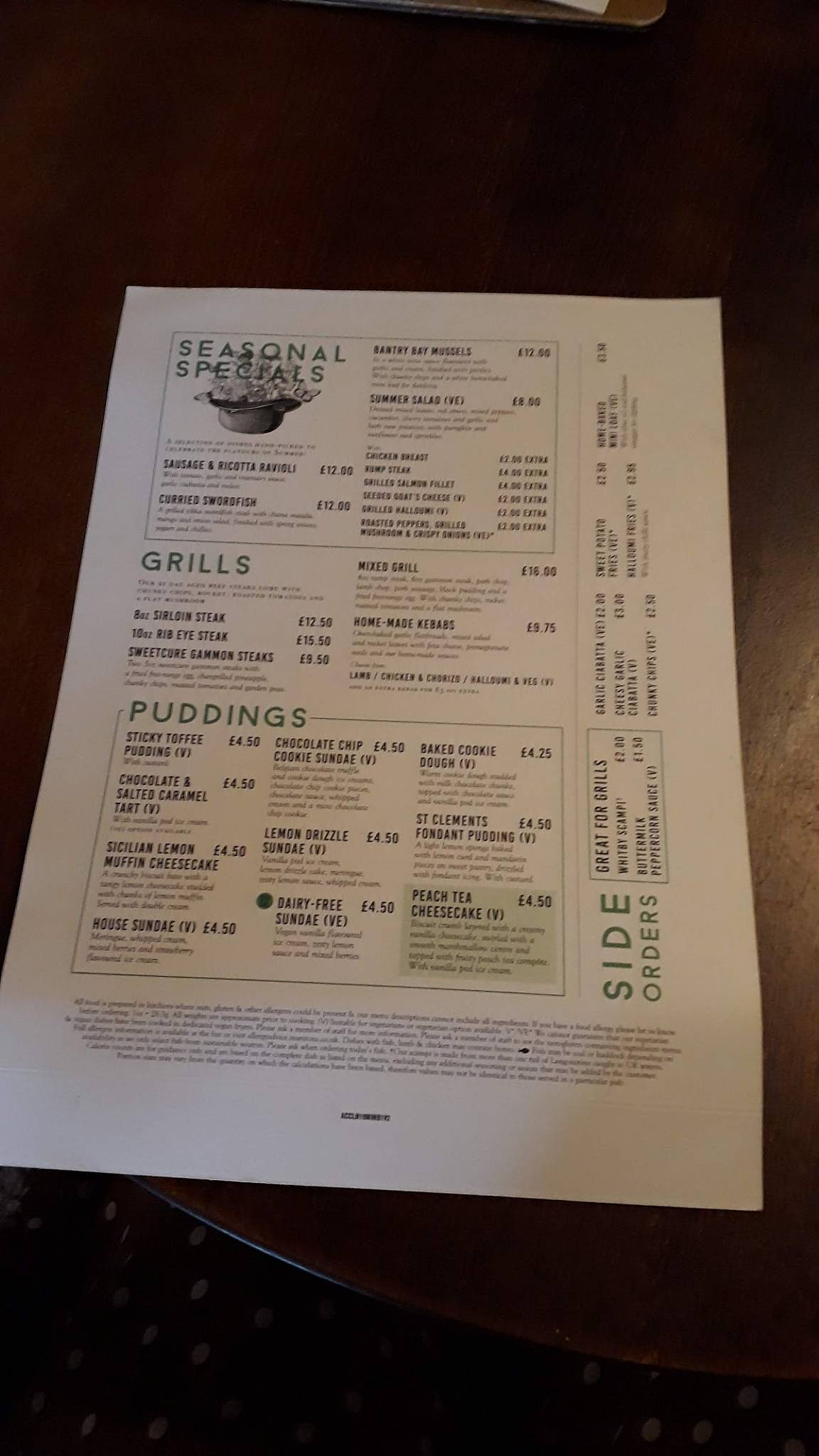 Menu at Owl Hotel pub & bar, Hambleton