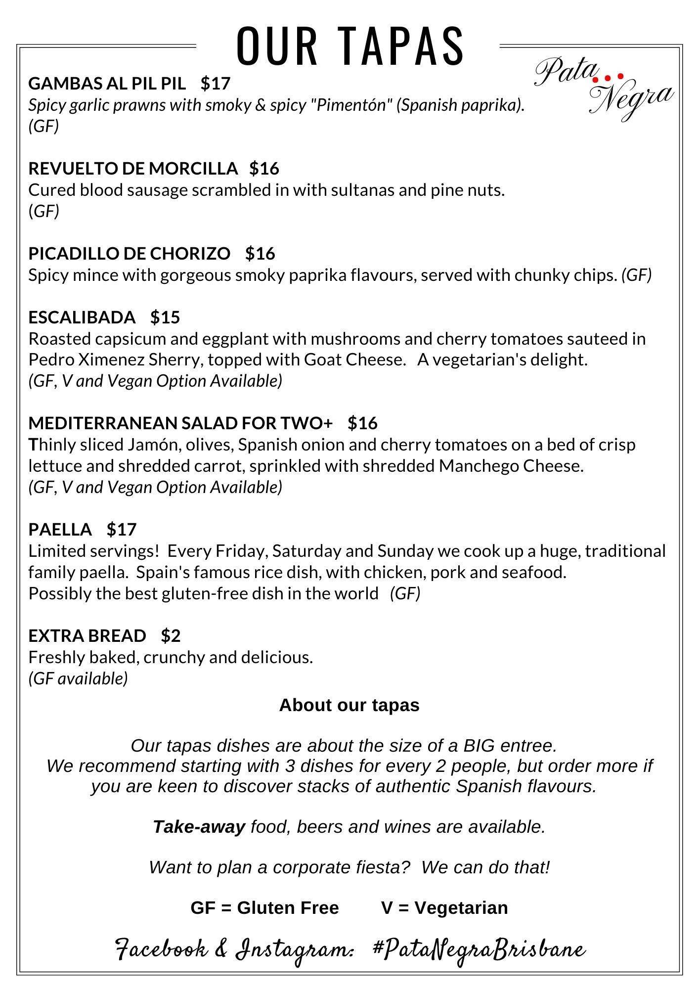 Menu at Casa De Loca restaurant, New Farm