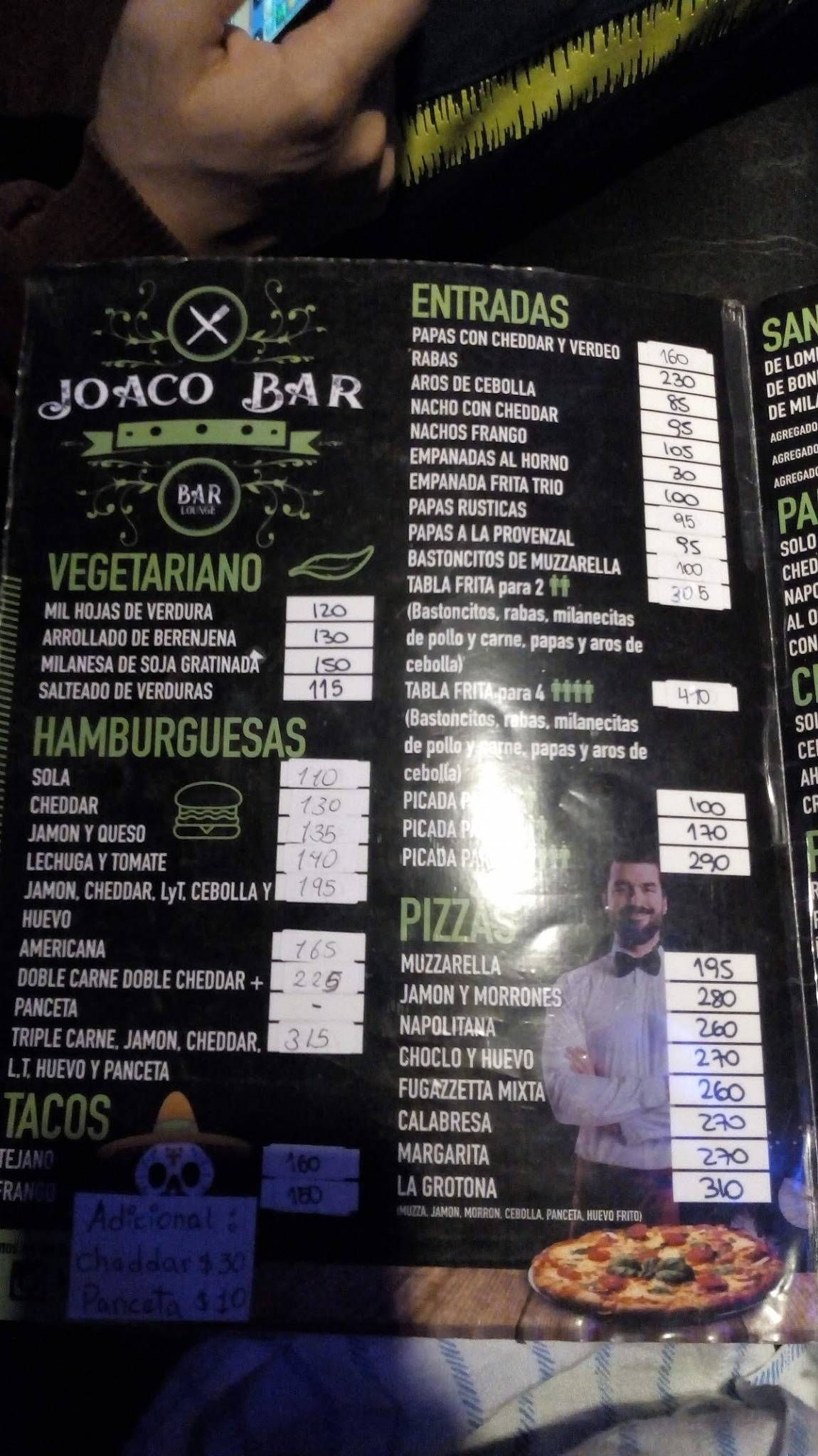 Carta del pub y bar Patio Cervecero Lo De Joaco, Boulogne