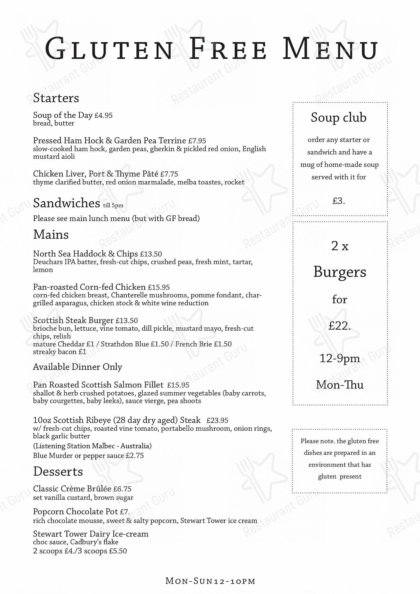 Menu at The Riverside Pub, Kitchen & Coffee House, Dunblane