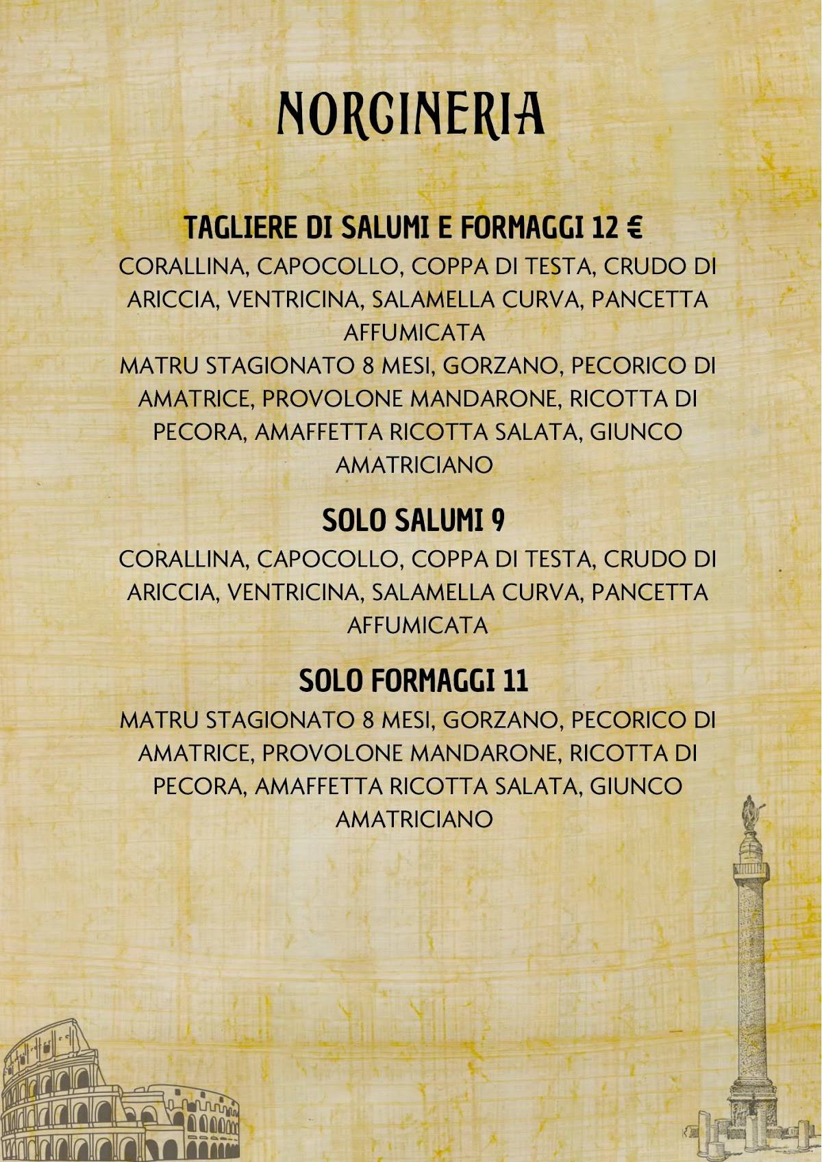 menù fraschetta da i fratelli