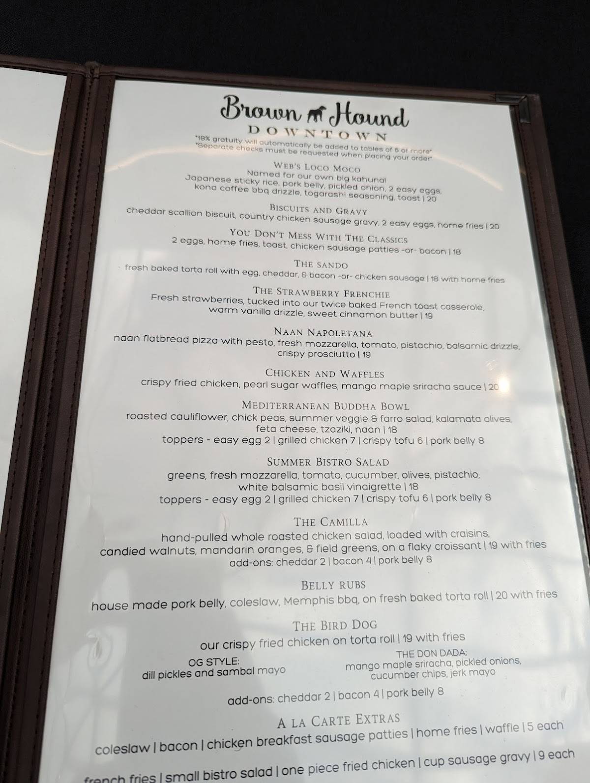Menu at Brown Hound Downtown restaurant, Rochester