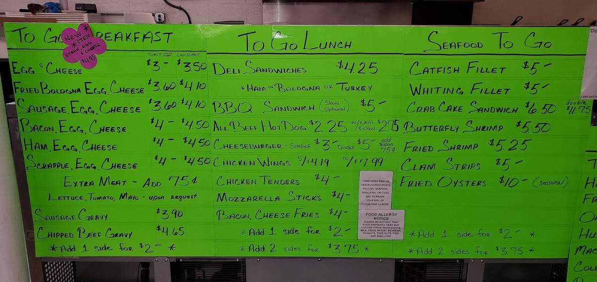 Menu at Catfish Kelly's in Fredericksburg restaurant, Fredericksburg