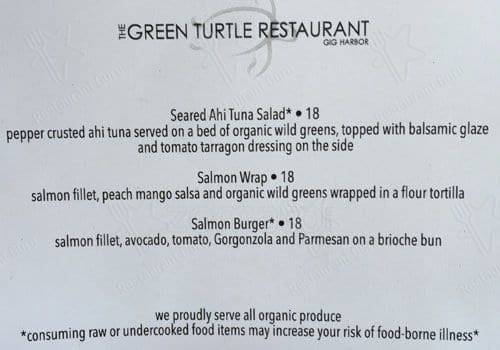 Green Turtle Restaurant menu