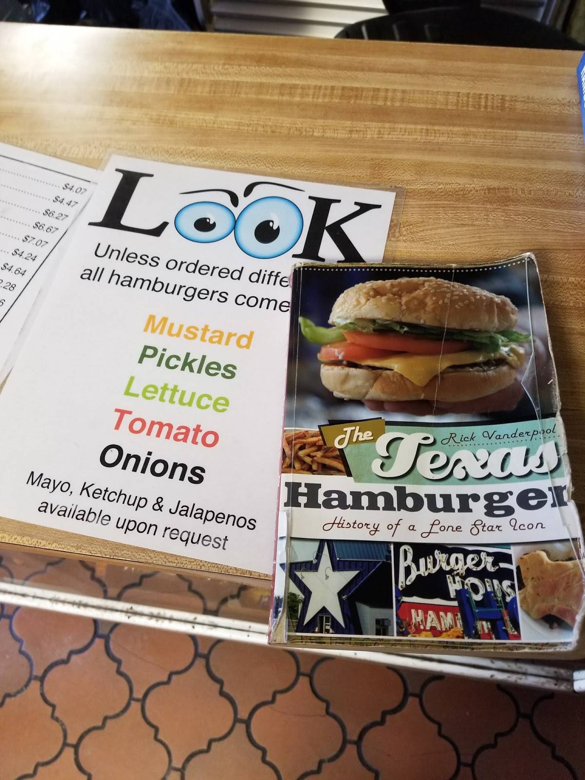Menu at Herd's Burgers restaurant, Jacksboro
