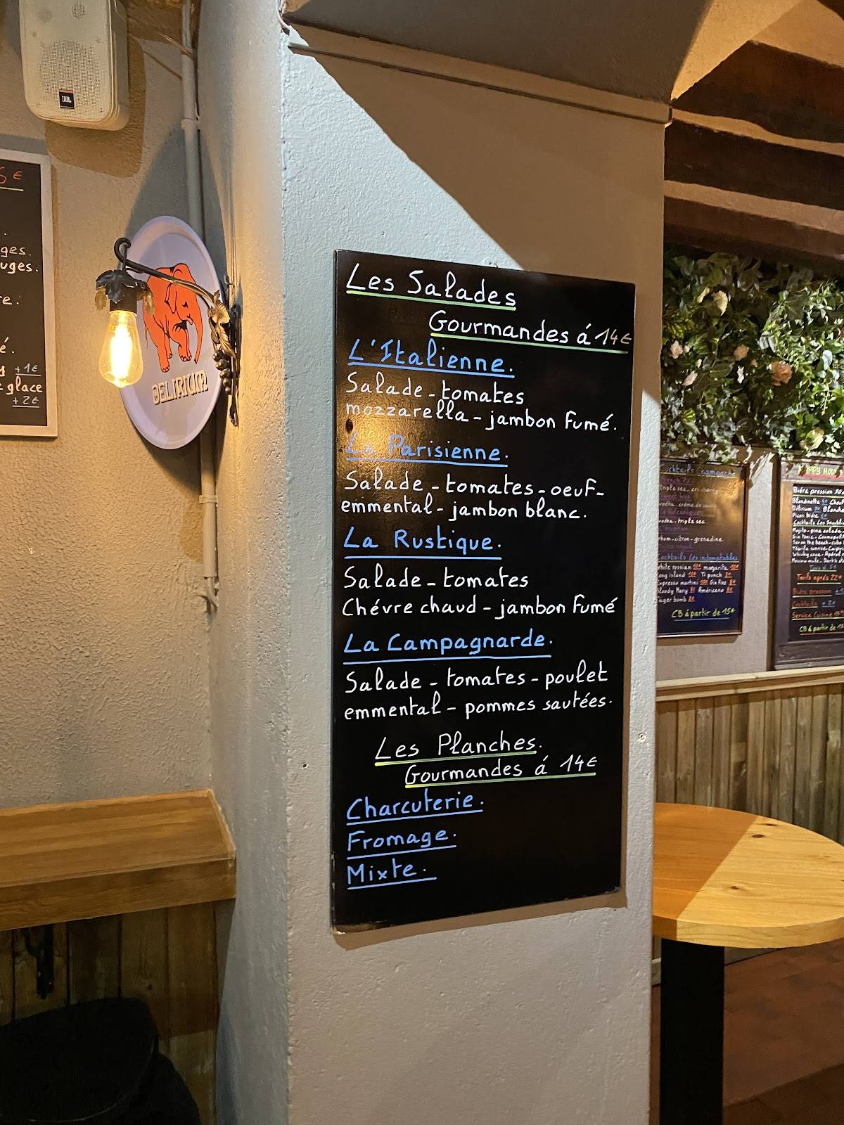 Menu at Le Volcan restaurant, Paris