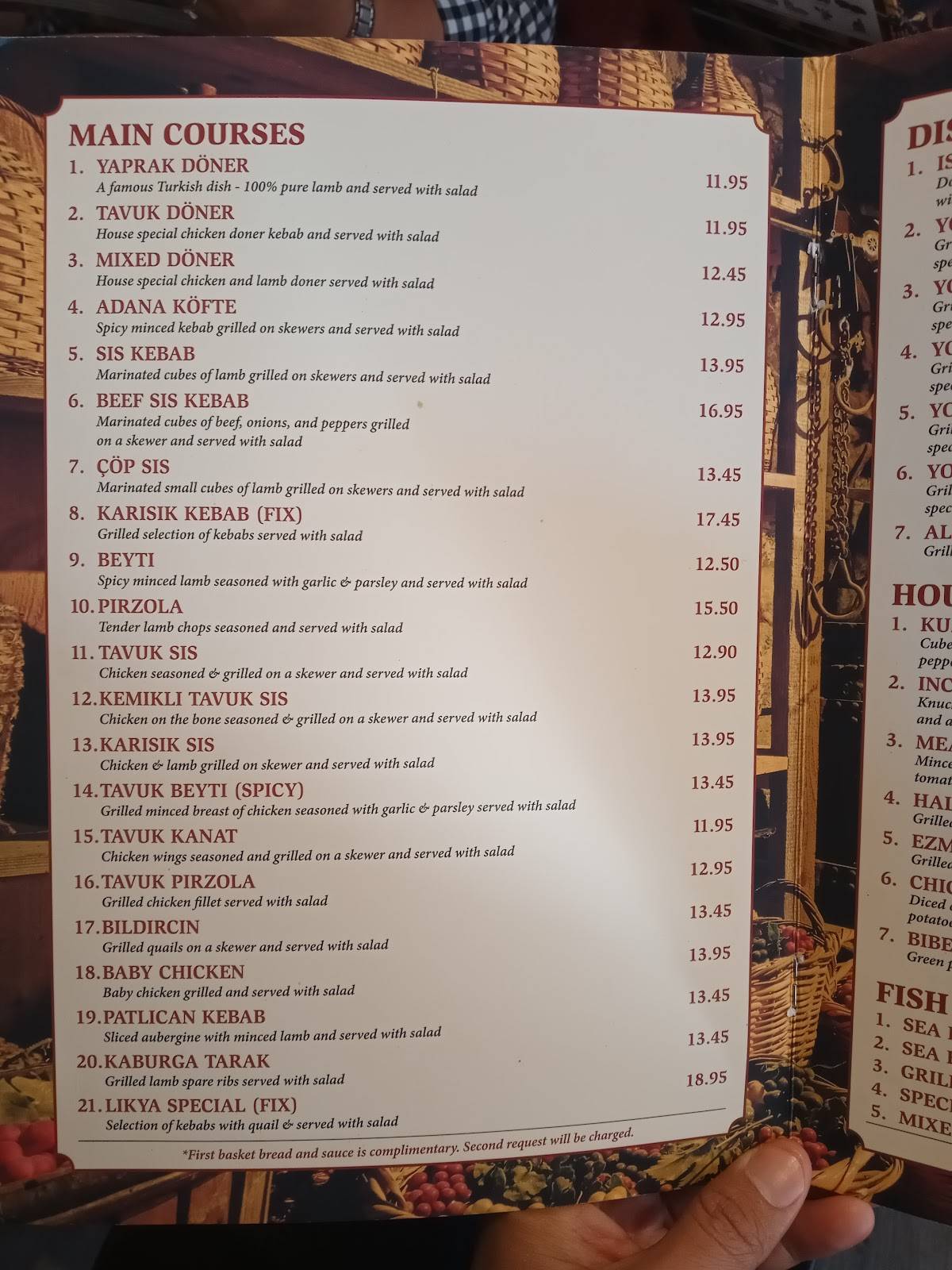 Menu at Likya restaurant, London, 6870 Golders Green Rd
