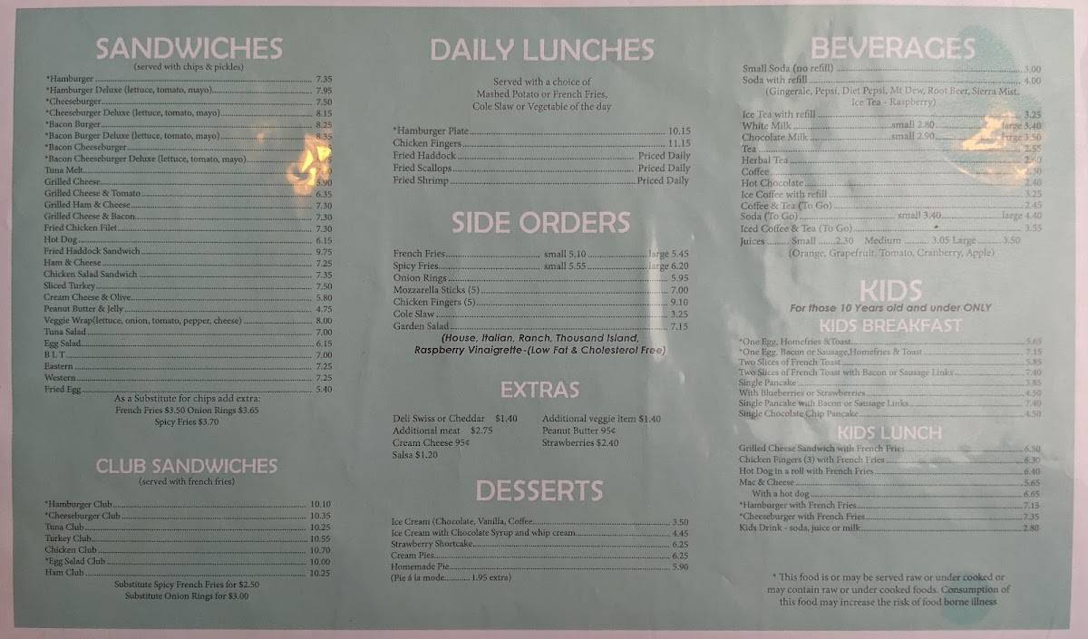 Menu at Norma's Restaurant, York