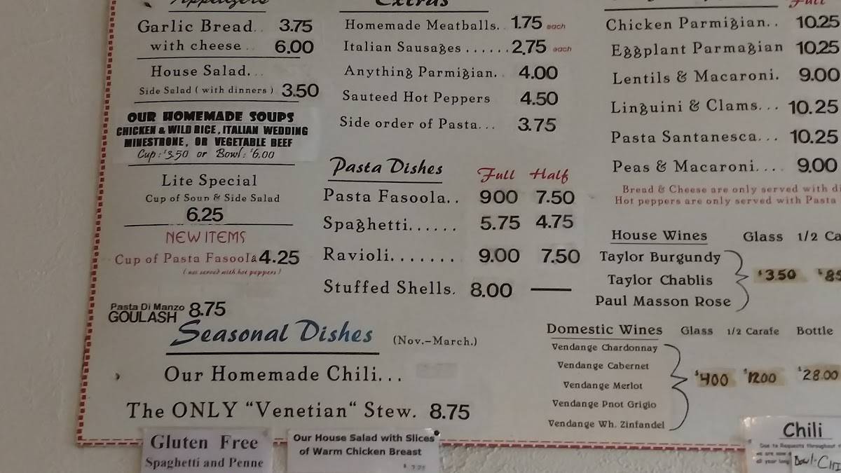 Menu at Santasiero's Restaurant, Buffalo