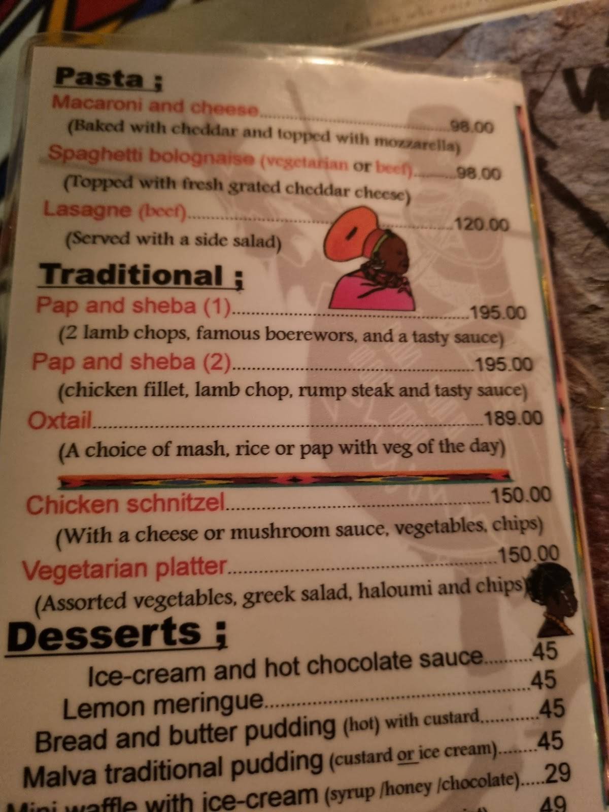 Menu at The Glass House Restaurant, Graskop, 14 Louis Trichardt Ave
