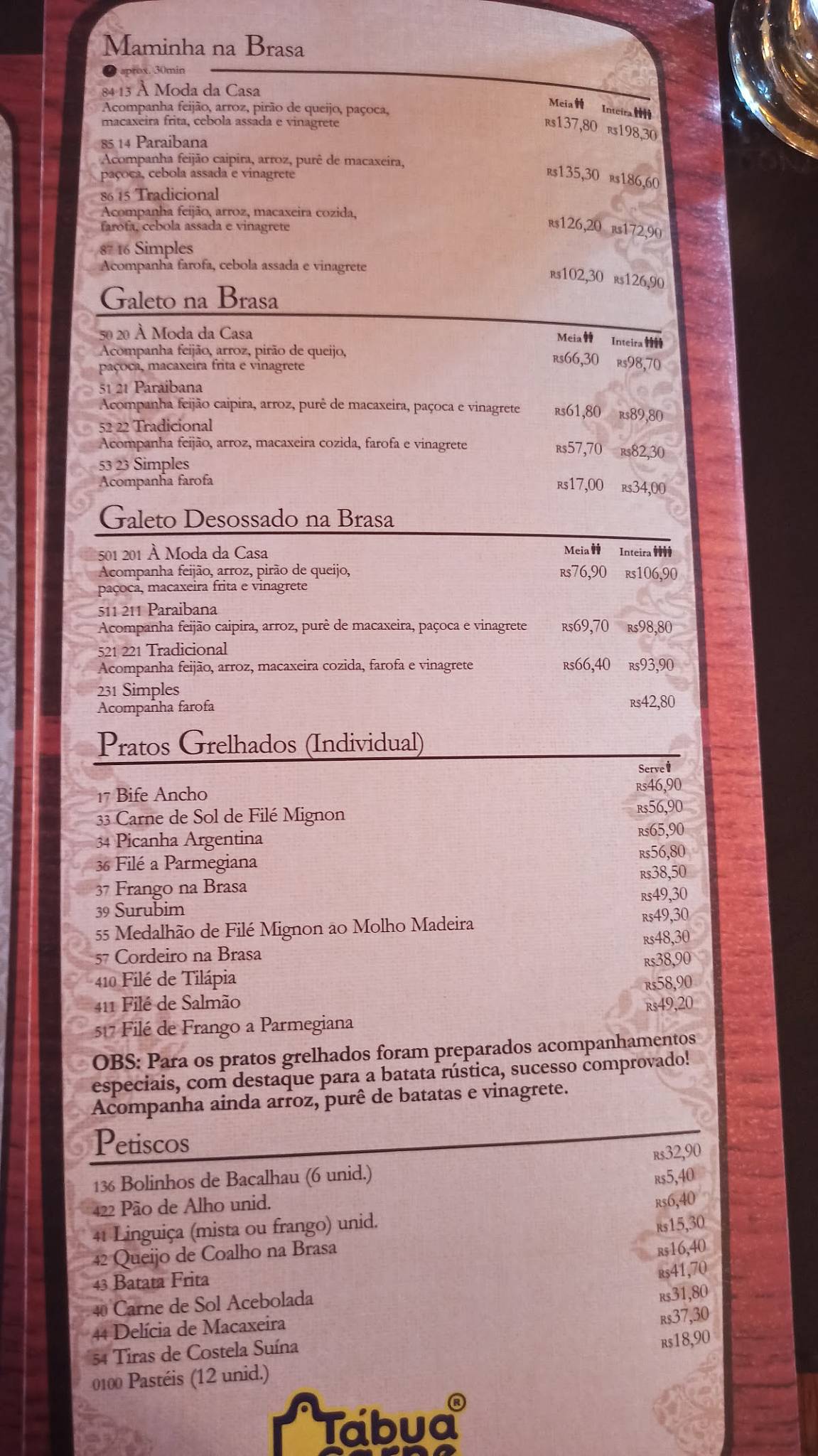 Menu Em T Bua De Carne Restaurante Campina Grande Av Manoel Tavares