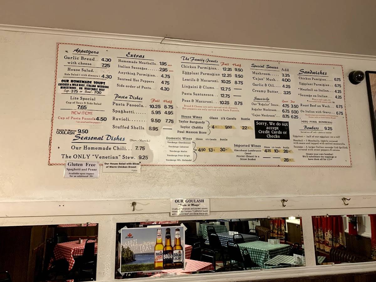 Menu at Santasiero's Restaurant, Buffalo