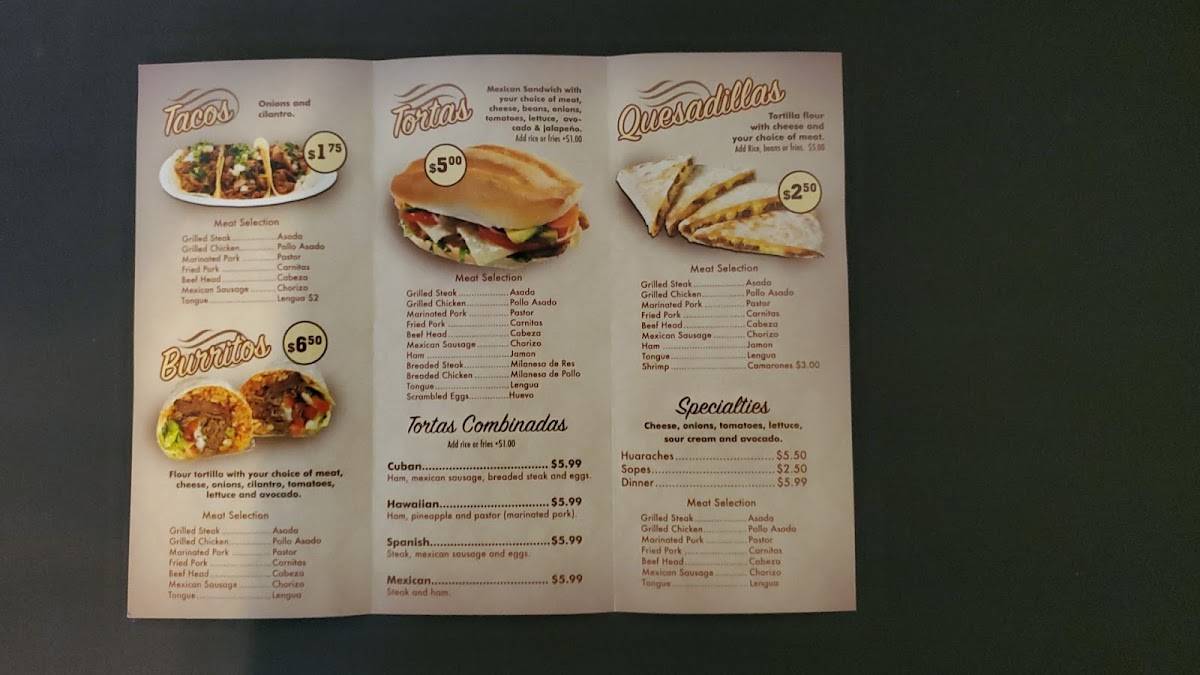 Menu at Sheila's Bakery, Pontiac