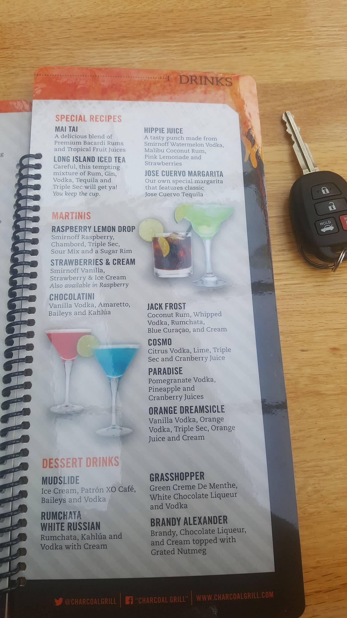 Menu at Charcoal Grill & Rotisserie steakhouse, Kenosha