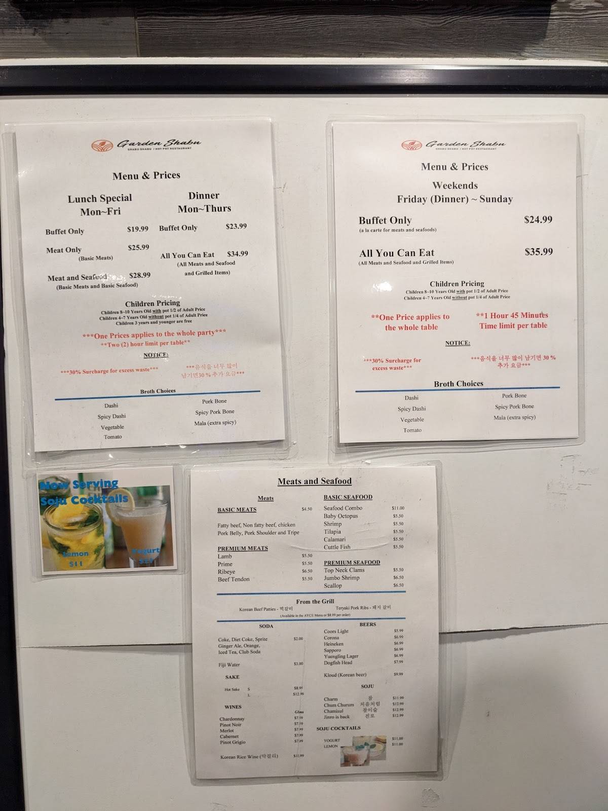 Menu at Garden Shabu/Hot Pot & Grill steakhouse, Little Ferry
