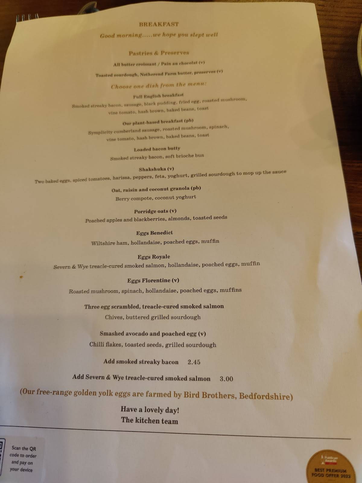 Menu at The Bowl Inn, Almondsbury pub & bar, Bristol