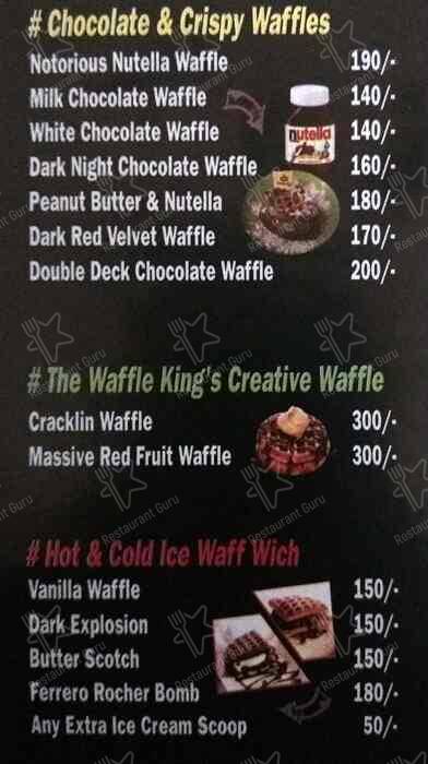 The Waffle King menu