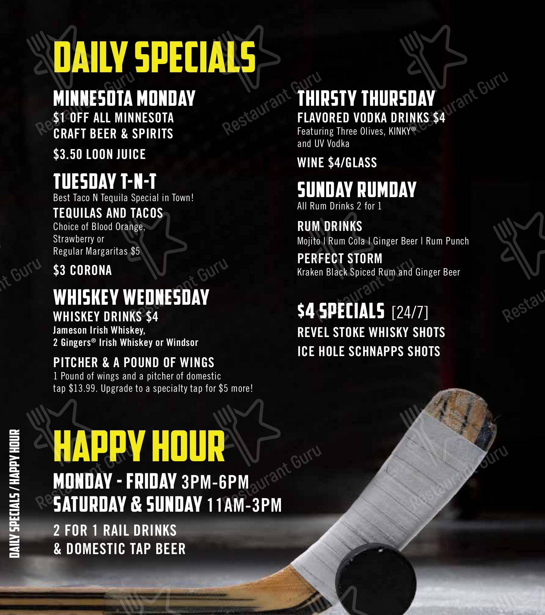 Menu at The Rink Sports Bar & Grill, Eveleth