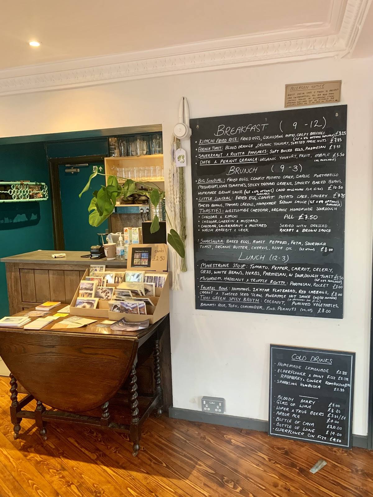 Menu at The Sundial Kitchen cafe, Bristol