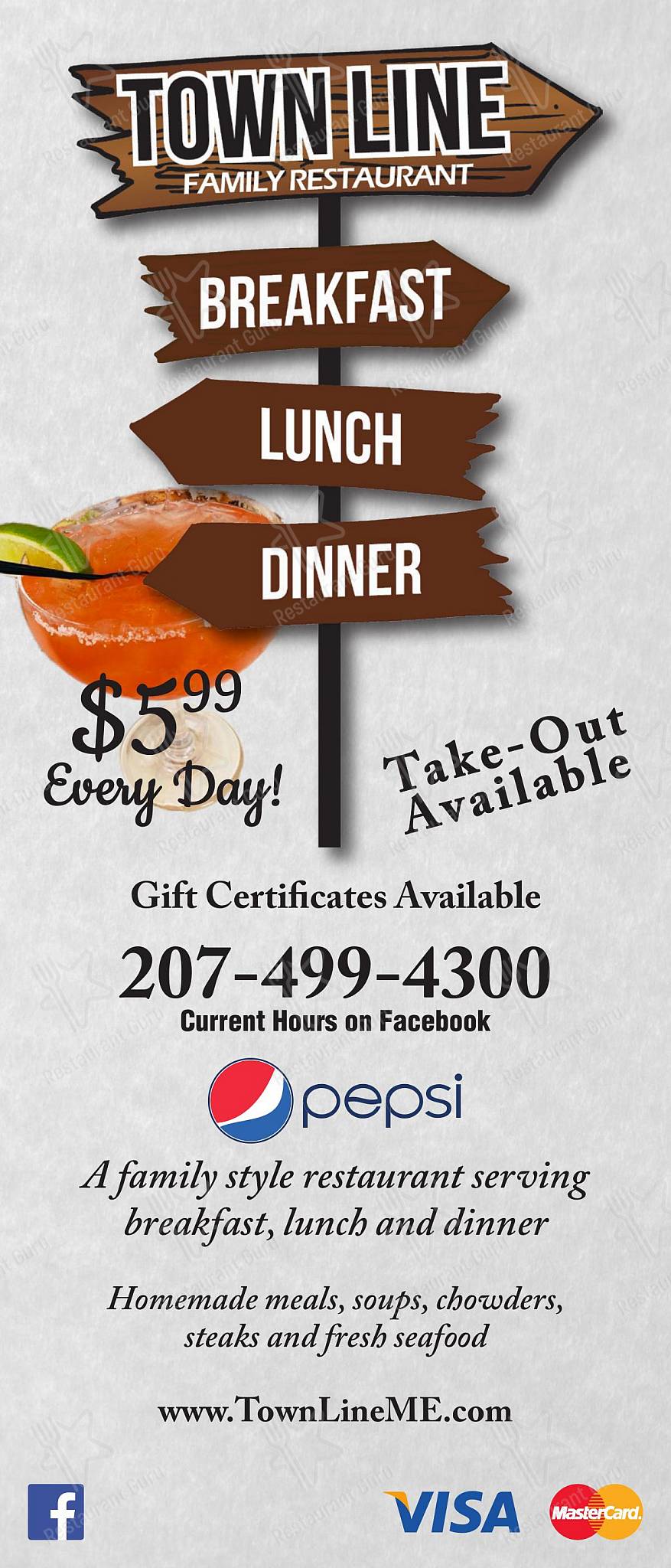Menu at Town Line Family Restaurant, Lyman, 10 New County Rd