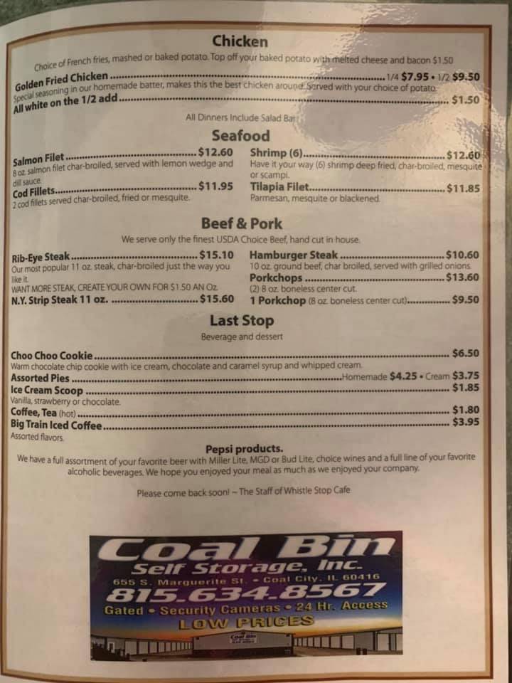 Menu at Whistle Stop Cafe Diamond IL, Diamond