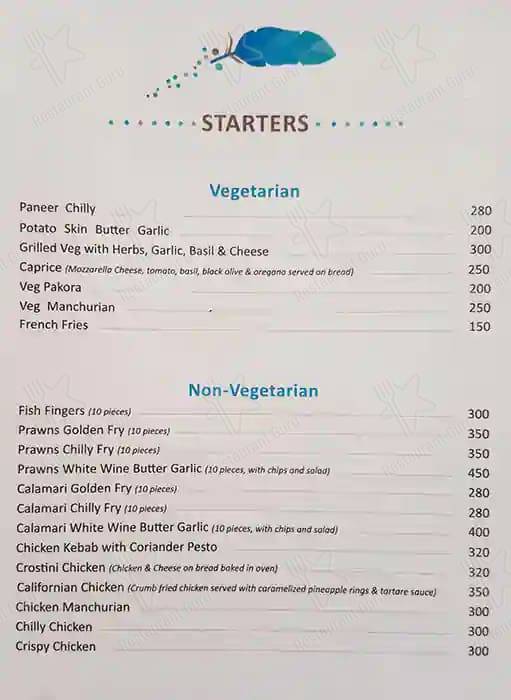 Menu at Cafe Antonio, Anjuna, Anjuna Beach