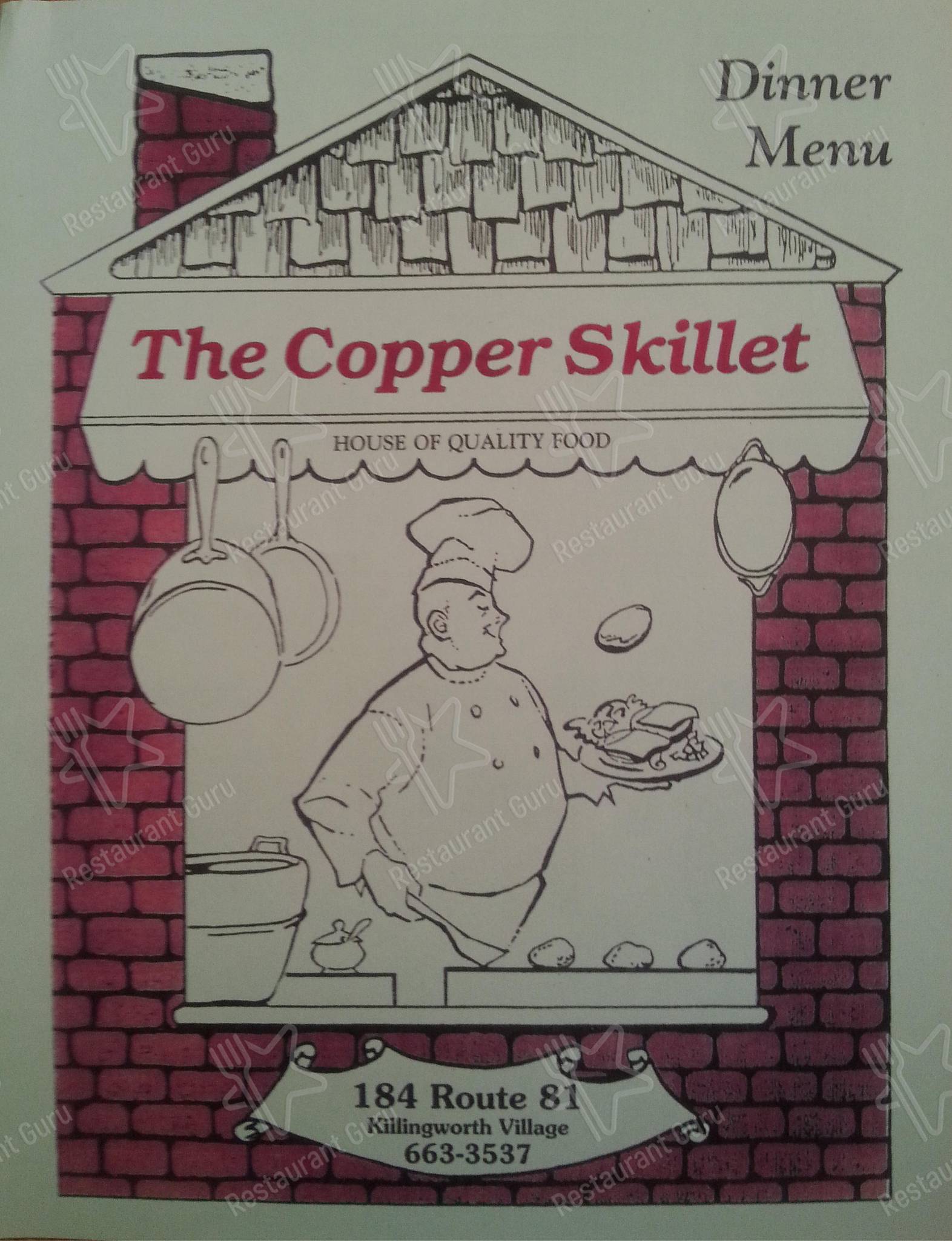 Menu at Copper Skillet Restaurant, Killingworth