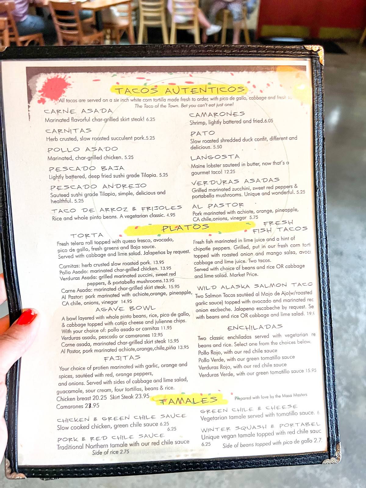 Menu at Agave restaurant, Ashland, 5 Granite St