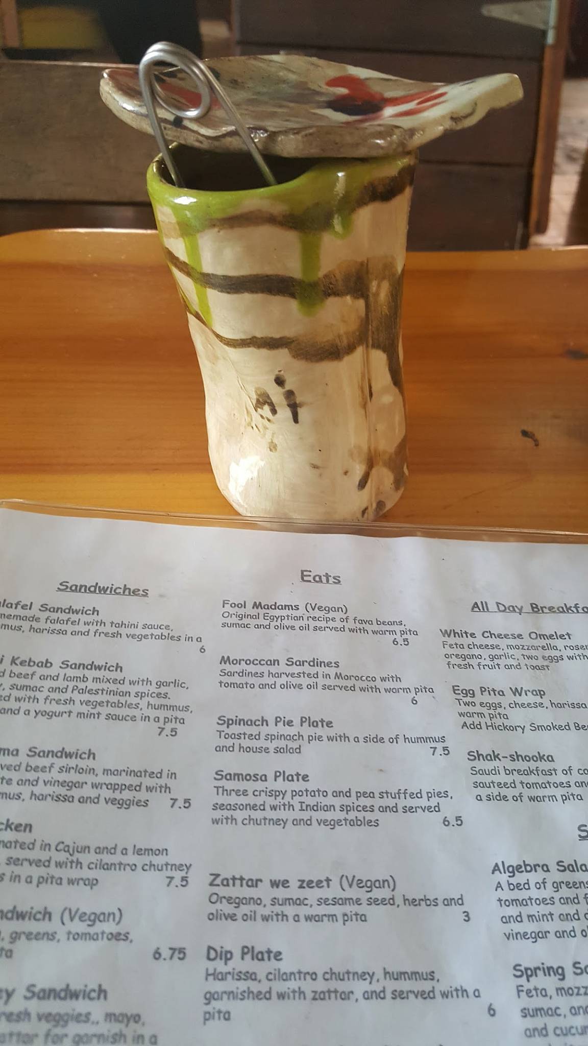 Menu at Algebra Tea House restaurant, Cleveland