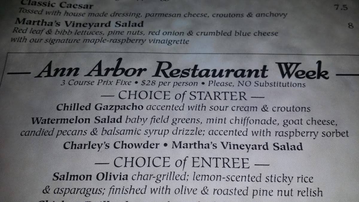 Menu at Gandy Dancer restaurant, Ann Arbor