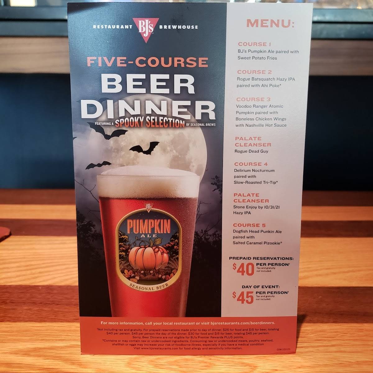 Menu at BJ's Restaurant & Brewhouse, Toms River