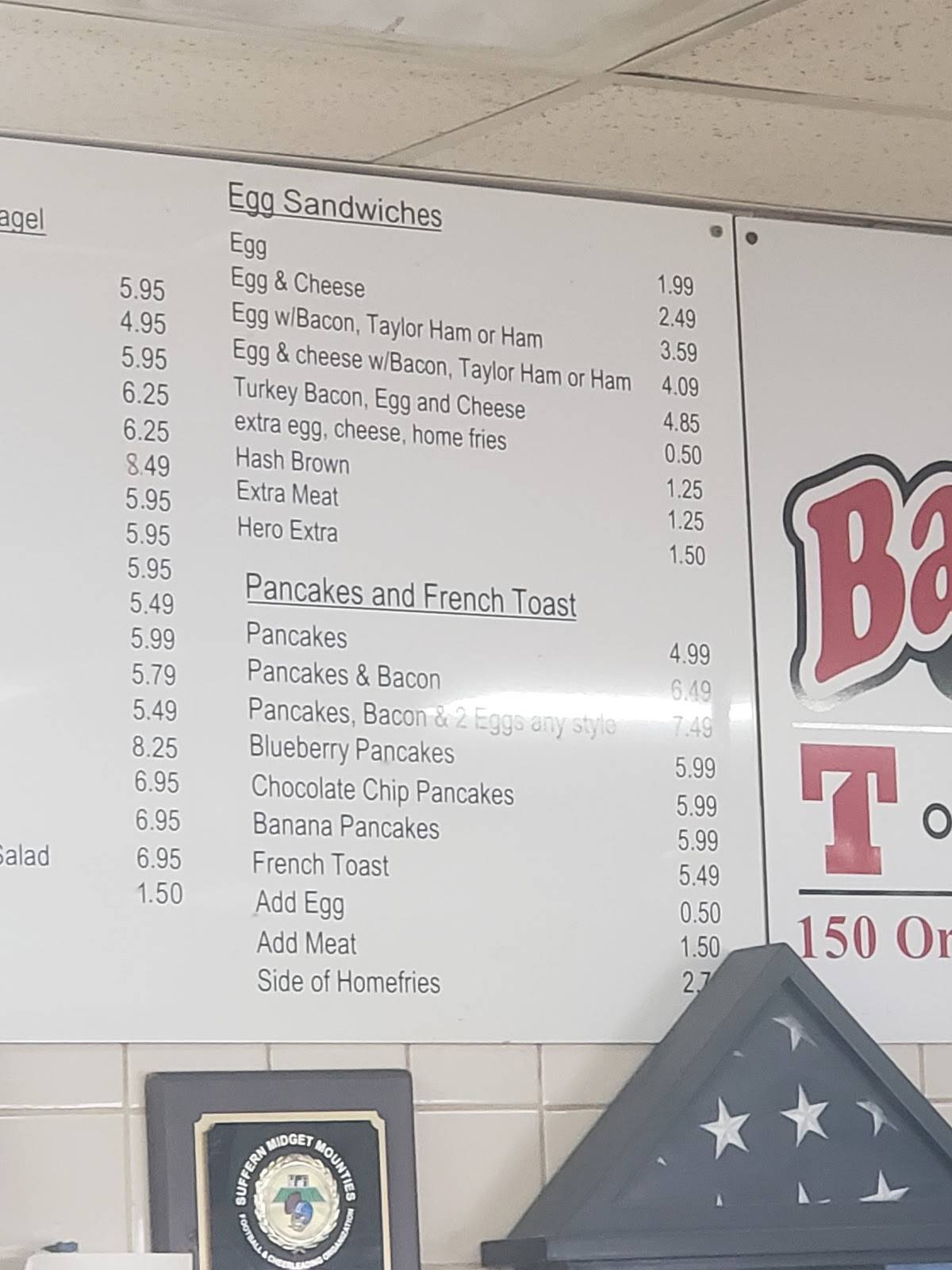 Menu at Bagel Train restaurant, Suffern, 150 Orange Ave