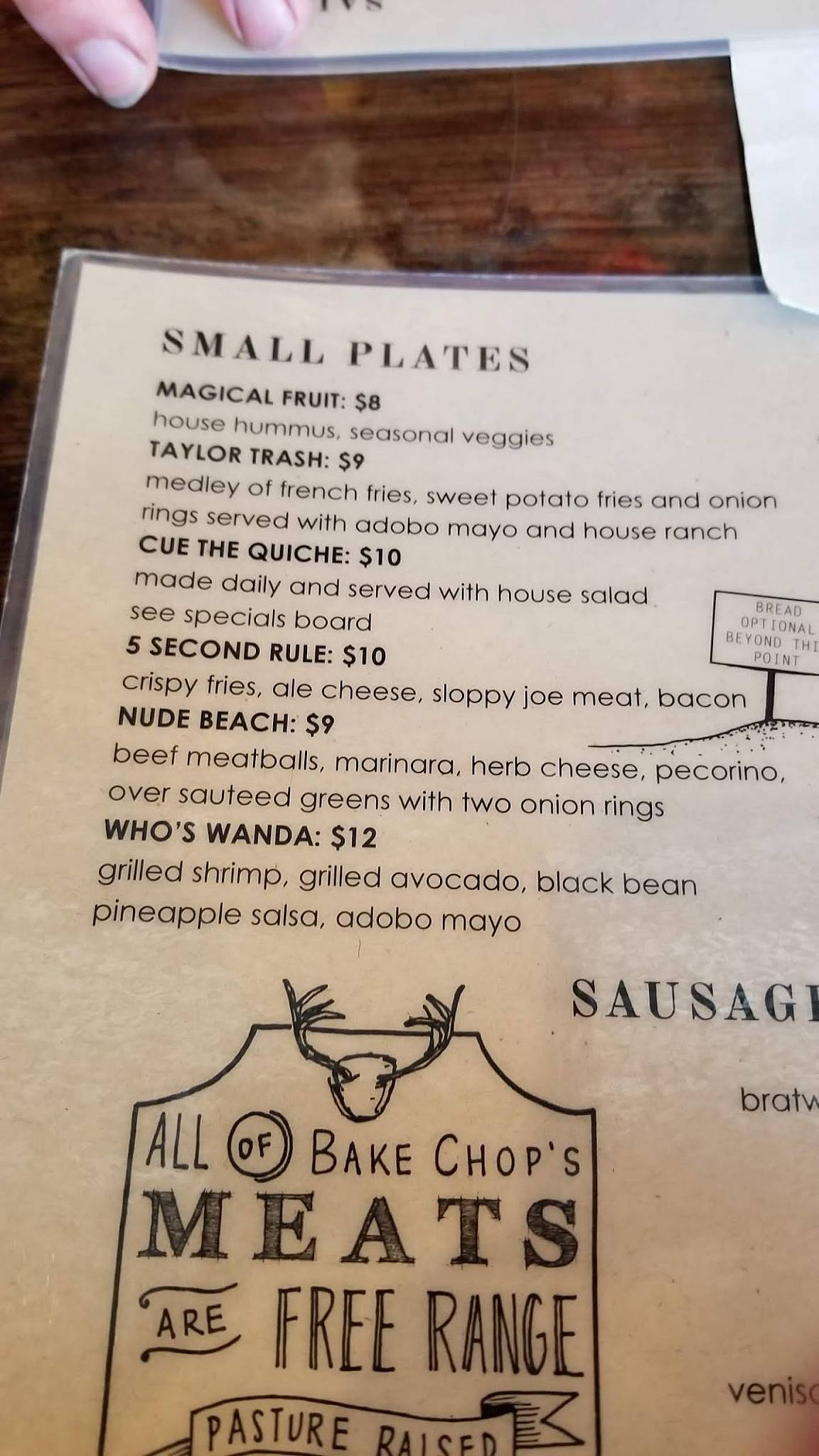 Menu at Bake Chop restaurant, DeLand