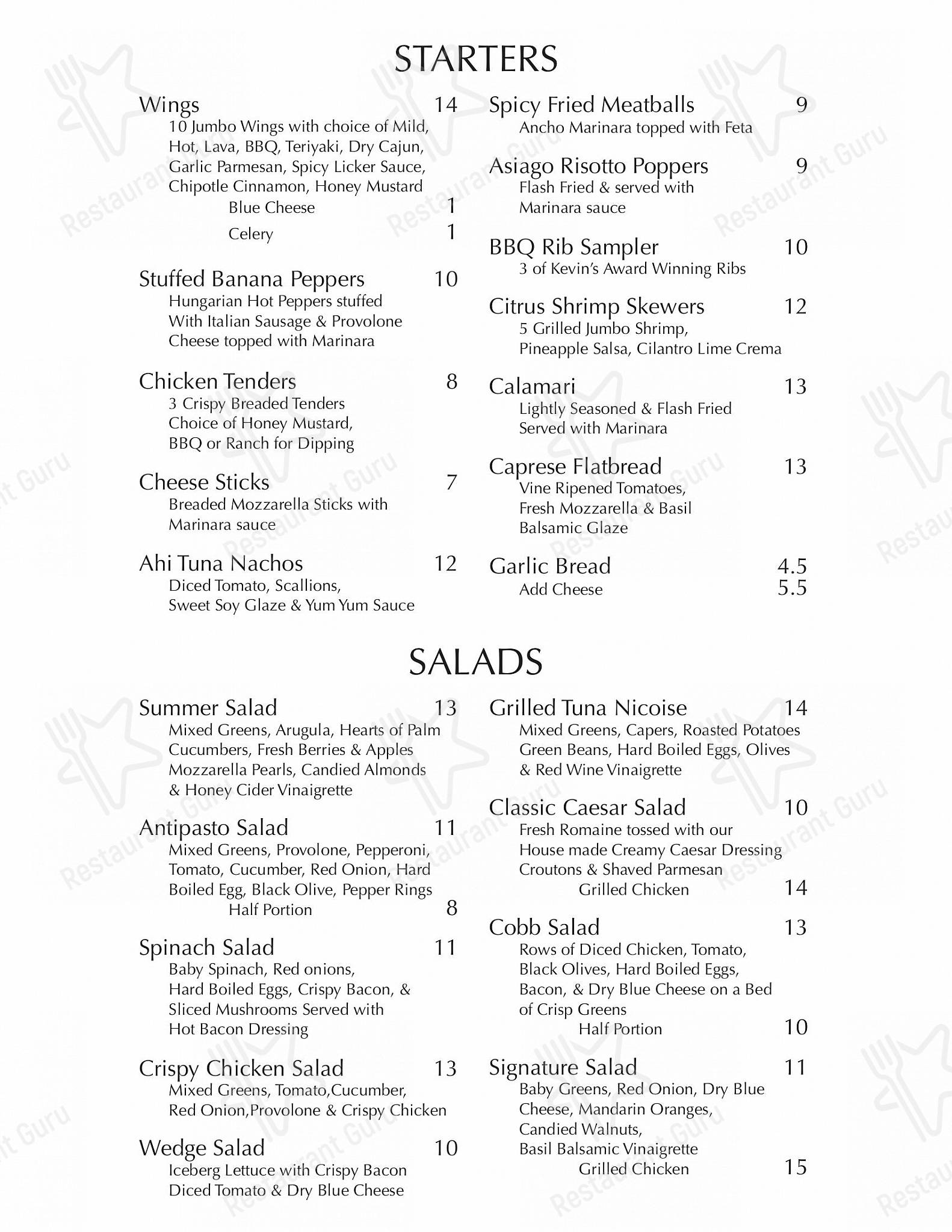 Menu at Barbarino's Restaurant, Olmsted Falls