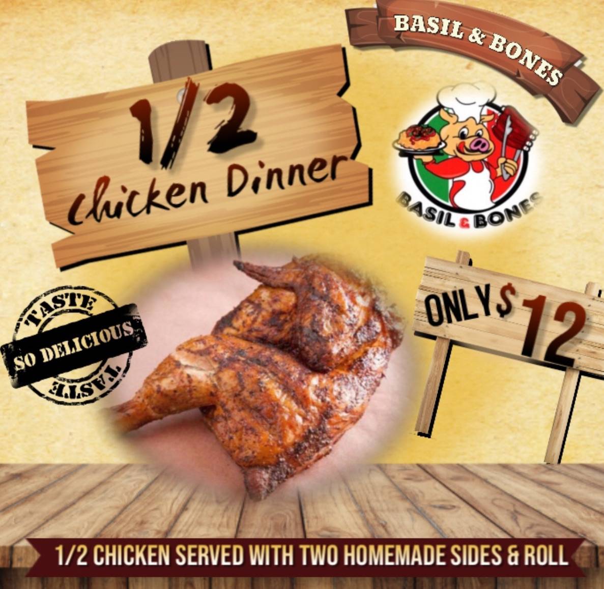 Menu at Basil & Bones BBQ, Jamestown, Foote Ave