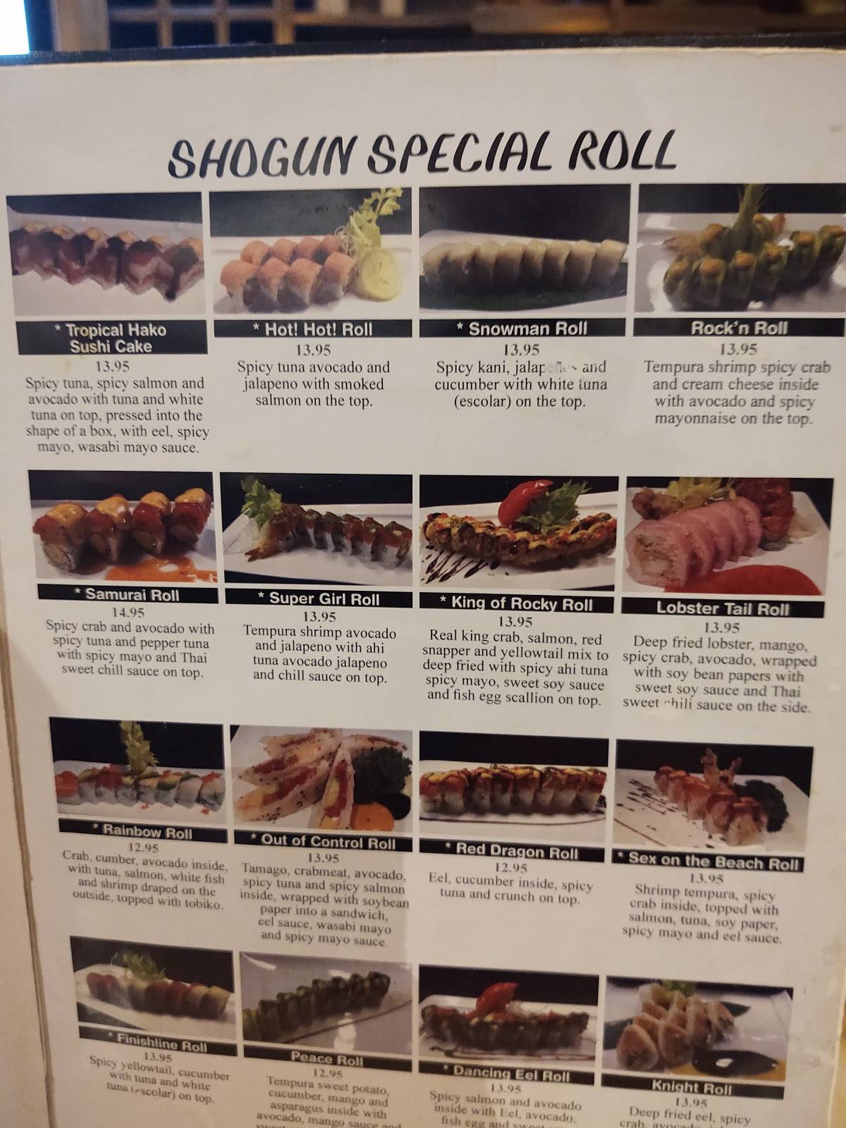 Menu at Shogun Japanese Steakhouse, Sushi & Thai, Bismarck