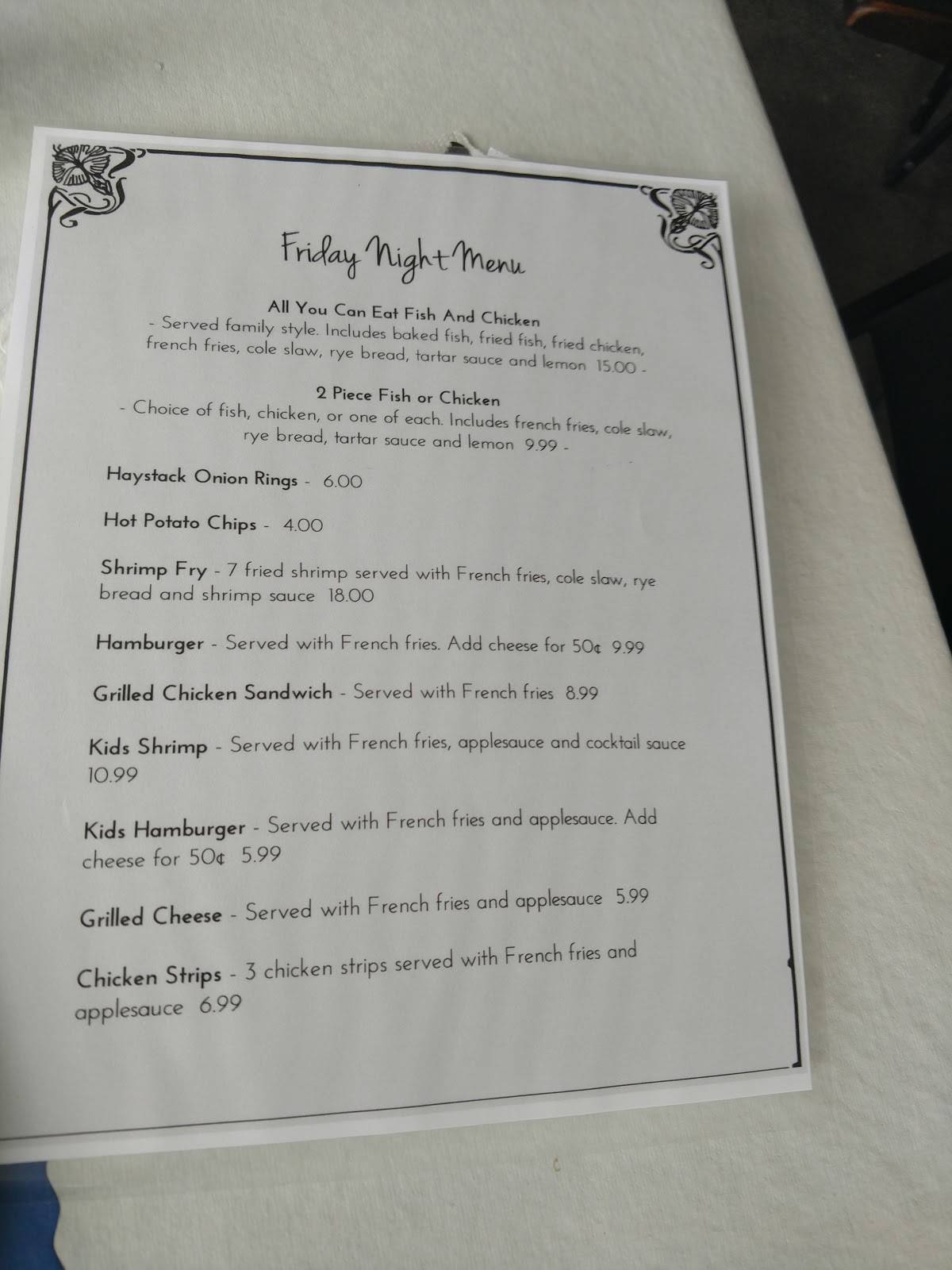 Menu at Blue Heron restaurant, Big Bend, w229 s8300