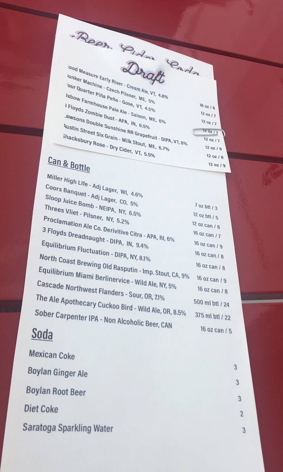 Menu at Broken Hearts Burger restaurant, Fairlee