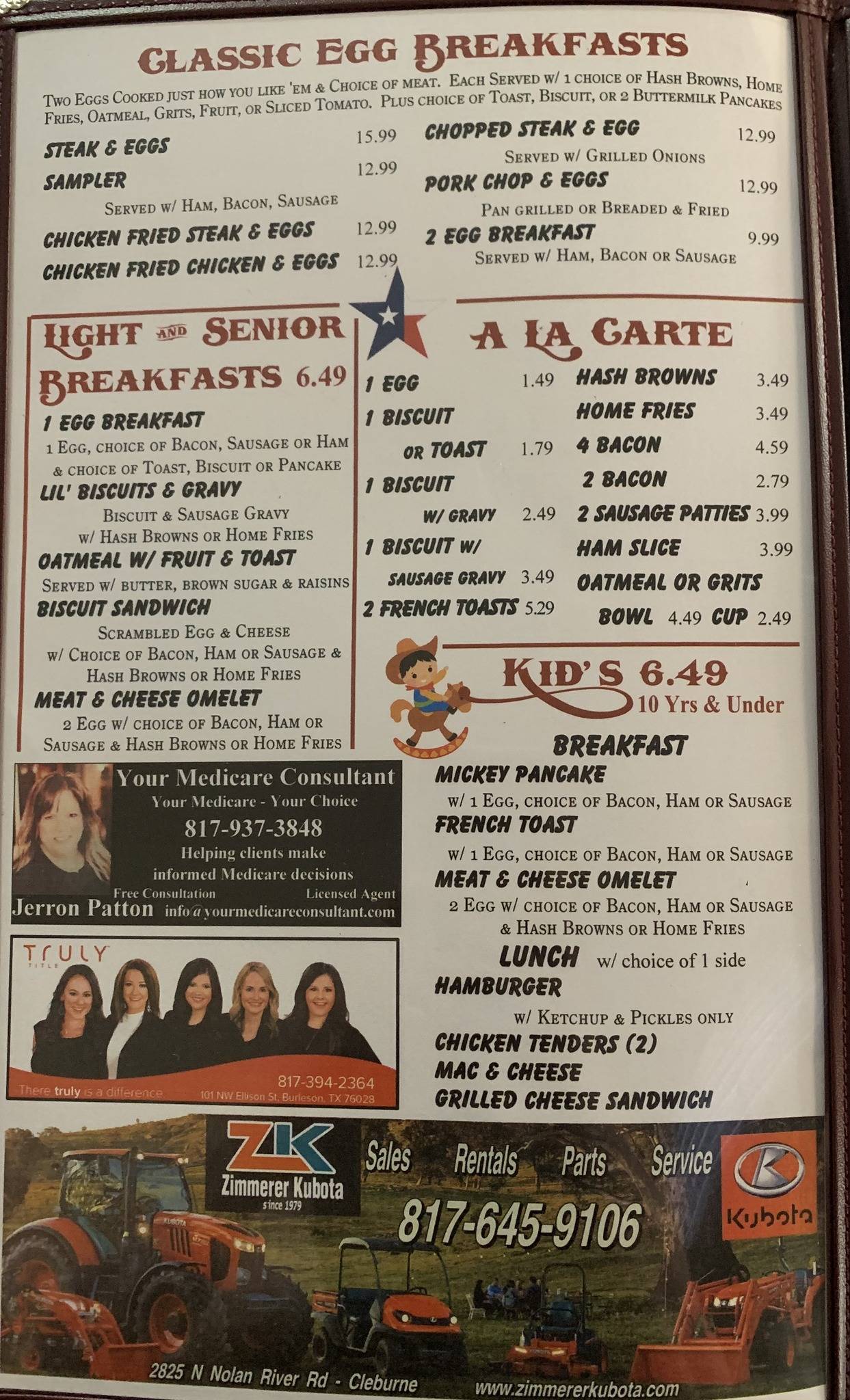 Menu at The Porch restaurant, Burleson, 140 S Wilson St
