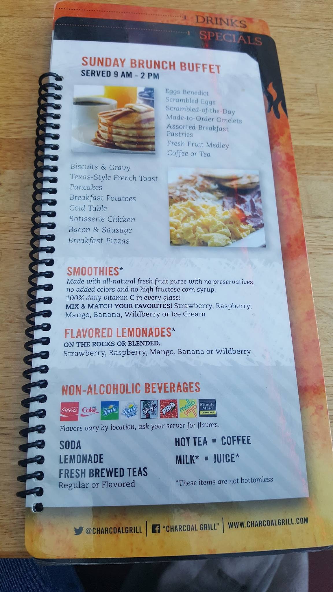 Menu at Charcoal Grill & Rotisserie steakhouse, Kenosha