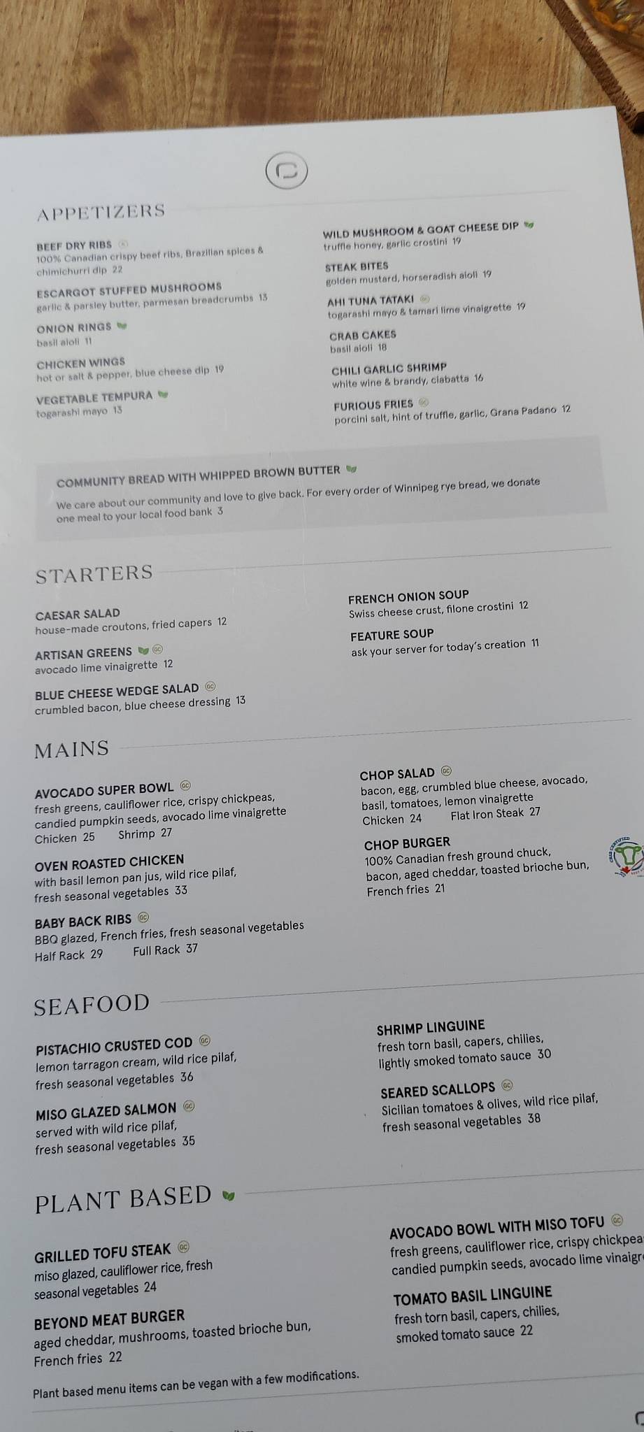 Menu at Chop Steakhouse & Bar, Edmonton, Ellerslie Rd SW
