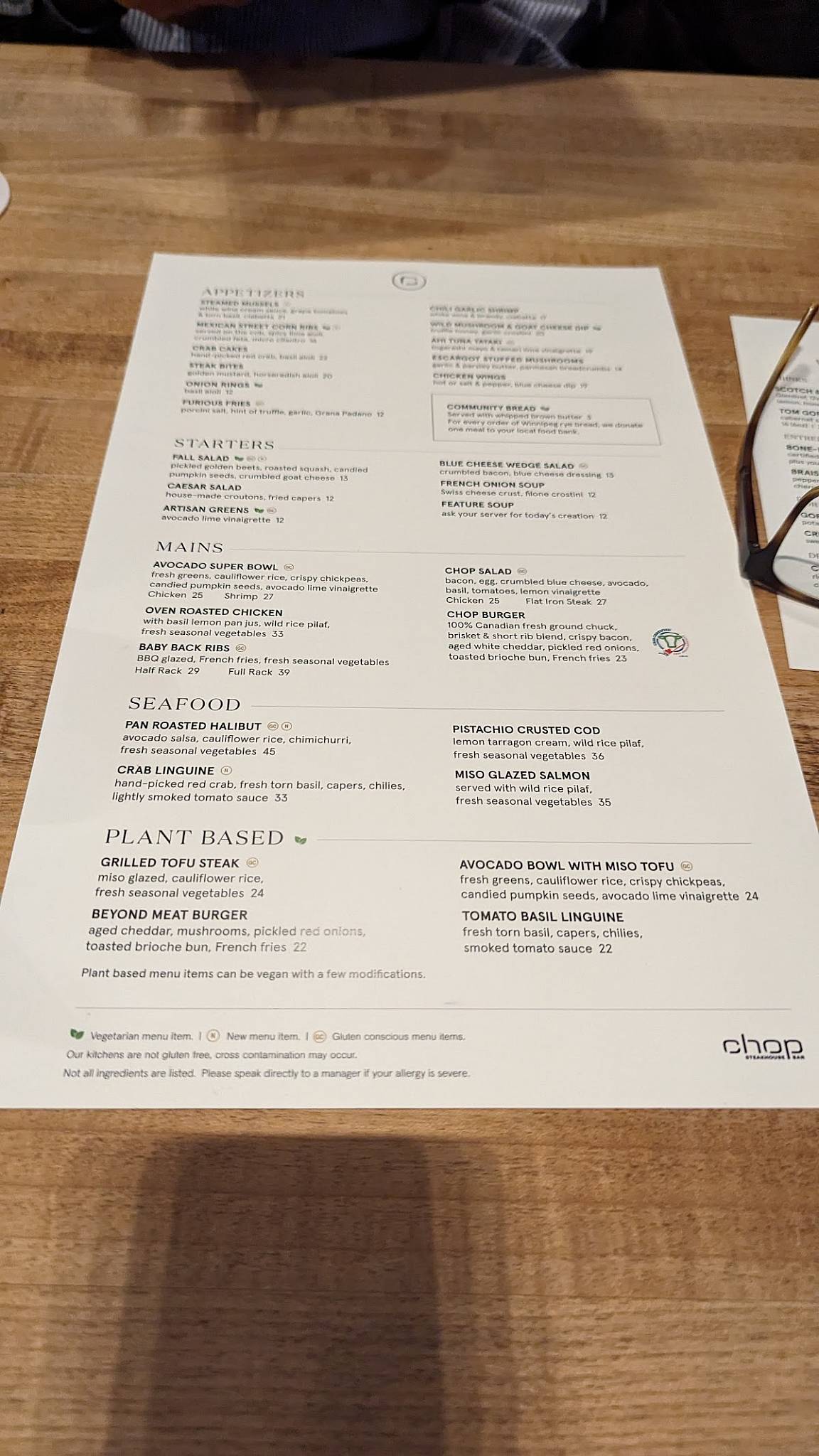 Menu at Chop Steakhouse & Bar, Edmonton, Ellerslie Rd SW