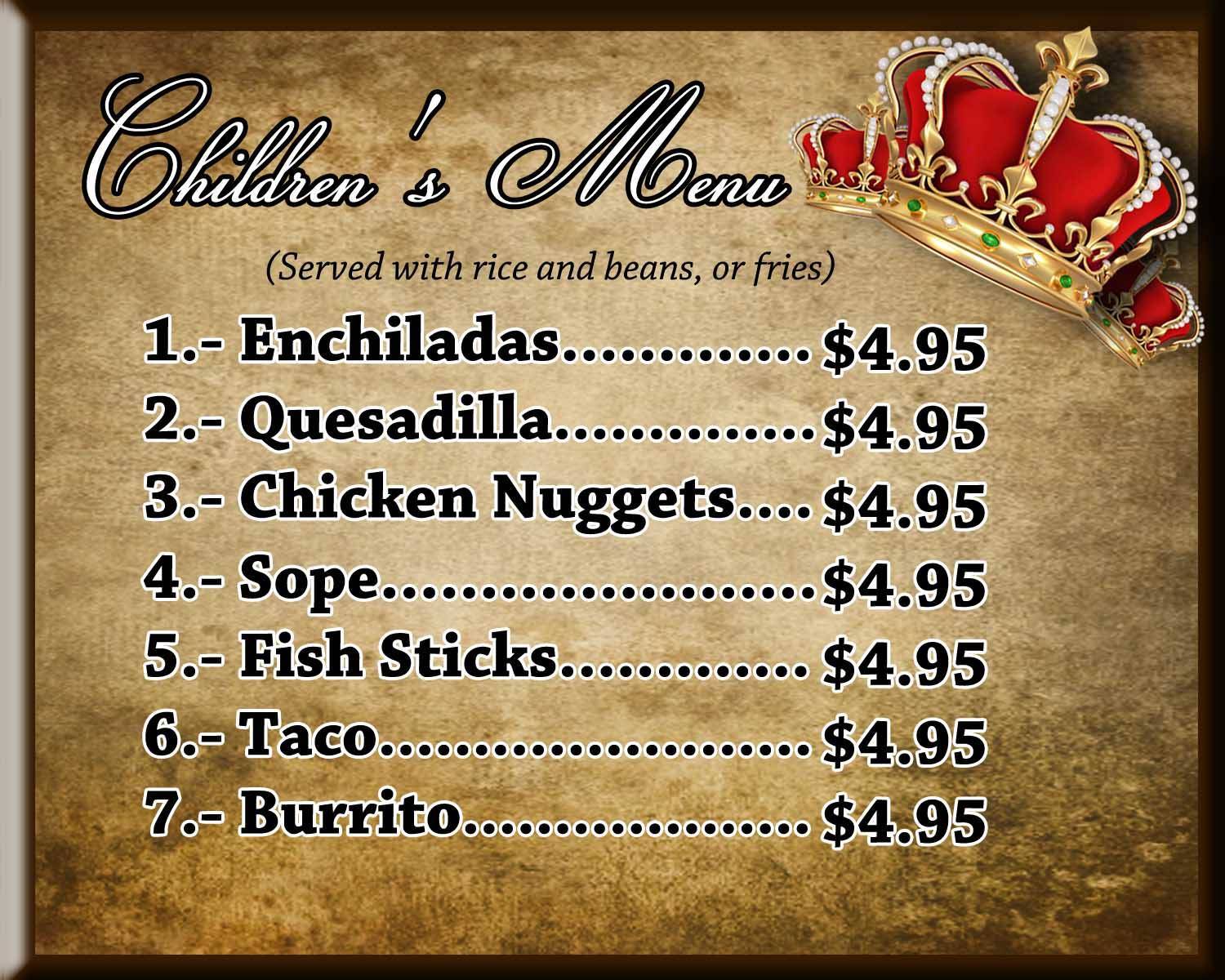 Menu at Los Reyes Mexican Grill and Seafood restaurant, Coalinga