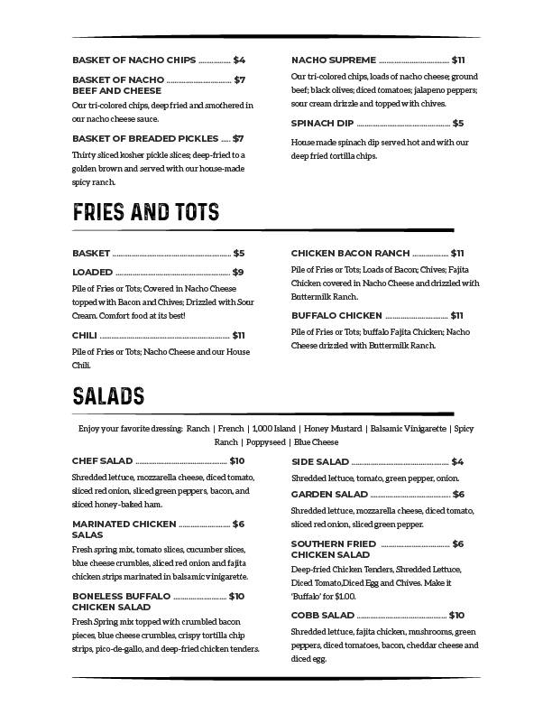Menu at Cooper's Pub, Kokomo, 113 E Sycamore St