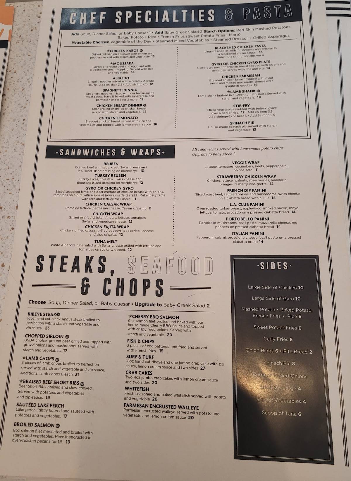 Menu at G. restaurant, West Bloomfield Township