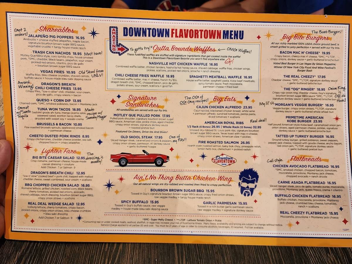 Menu at Downtown Flavortown restaurant, Pigeon