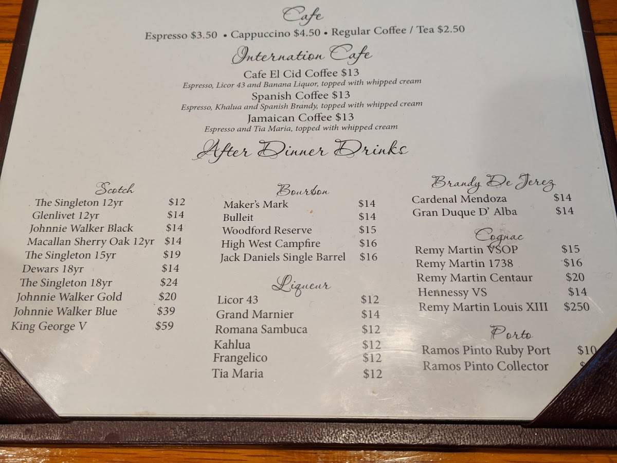 Menu at EL CID restaurant, Paramus