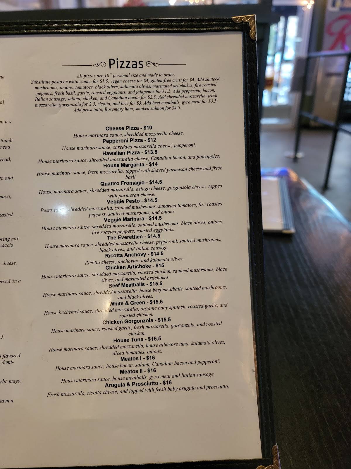 Menu at Eight Ball Cafe, Everett