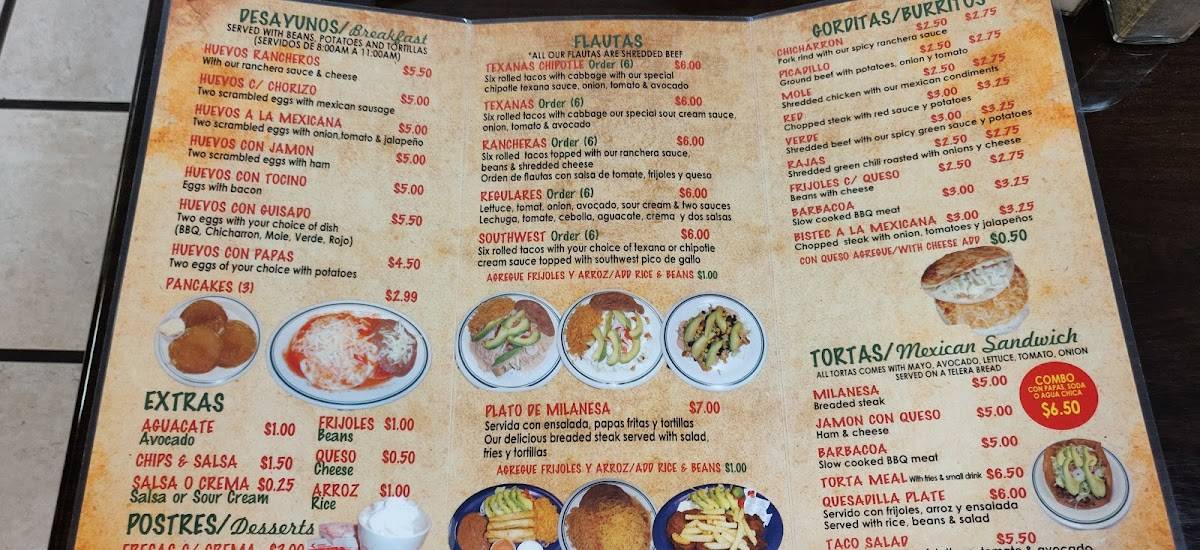 Menu at El Taquito restaurant, El Paso, Airway Blvd